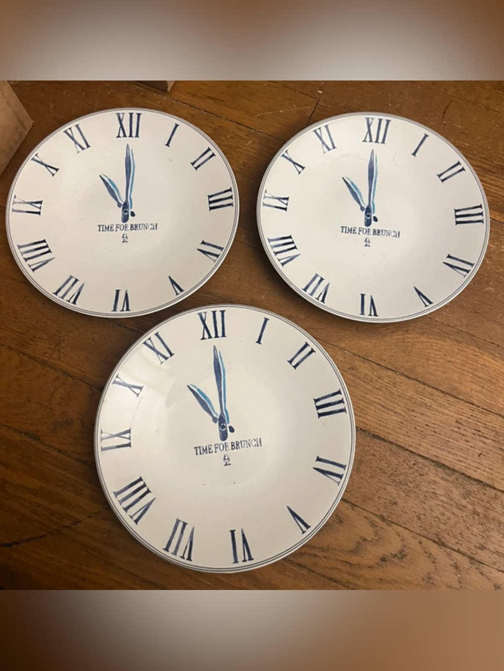 Time For Brunch Blue and White Decorative Wall Plates - Set of 12